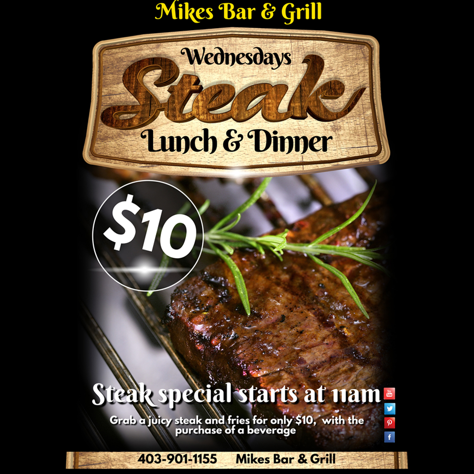 Steak_Lunch_Dinner Mike's Bar & Grill Friday Special